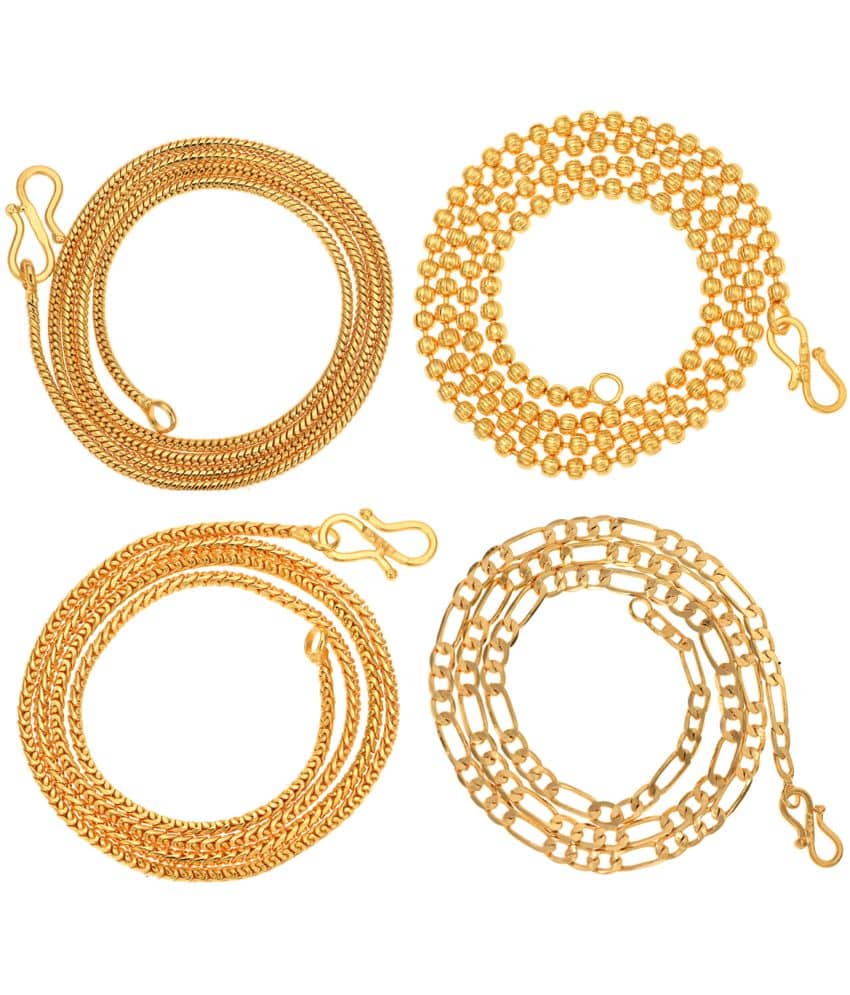 AanyaCentric Combo of 4 Gold Plated 28inches Long Fashion Chain
