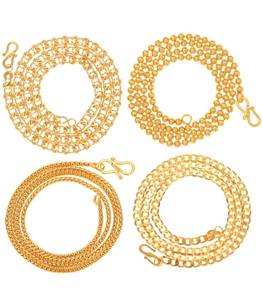 AanyaCentric Combo of 4 Gold Plated 22inches Long Fashion Chain AanyaCentric Combo of 4 Gold Plated 22inches Long Fashion Chain