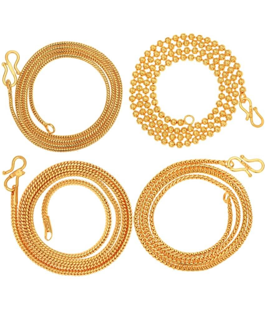 AanyaCentric Combo of 4 Gold Plated 22inches Long Fashion Chain AanyaCentric Combo of 4 Gold Plated 22inches Long Fashion Chain