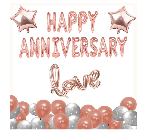 Blooms Event (49 Pcs) Happy Anniversary Balloons Decoration Set, HD Metallic Balloons, Cursive Love For Decoration Kit Combo (Rose Gold) Blooms Event (49 Pcs) Happy Anniversary Balloons Decoration Set, HD Metallic Balloons, Cursive Love For Decoration Kit Combo (Rose Gold)