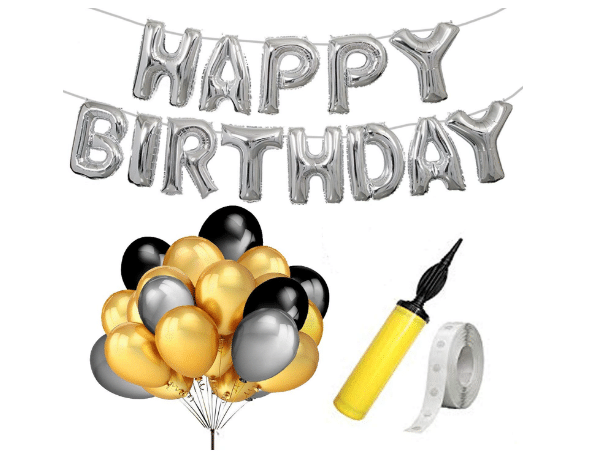     			Blooms Event Black and Golden Birthday Decorations Items - 53Pcs Combo Set for Birth Day Decoration
