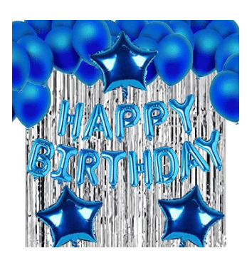 Blooms Event happy birthday party theme decoration kit/combo 48 pcs, helium/air metallic balloons, happy birthday foil banner, curtain, star foil balloon Blooms Event happy birthday party theme decoration kit/combo 48 pcs, helium/air metallic balloons, happy birthday foil banner, curtain, star foil balloon