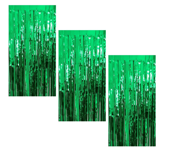     			Blooms Event3 Green  fringe Curtains Pack of 3