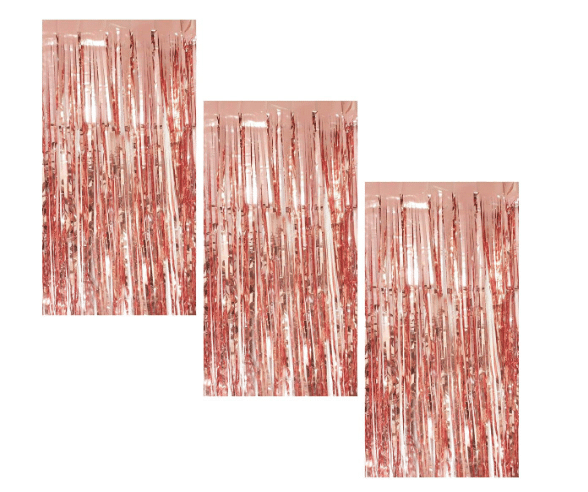     			Blooms Event3 Rose Gold   fringe Curtains Pack of 3