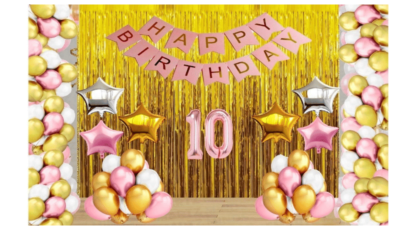     			Blooms EventRose Gold Balloons with Happy Birthday Decoration Items