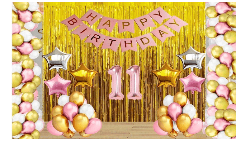     			Blooms EventRose Gold Balloons with Happy Birthday Decoration Items