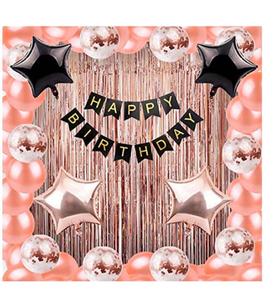     			Blooms EventRose gold Happy Birthday Balloons Decoration Kit – Pack of 64 Pcs