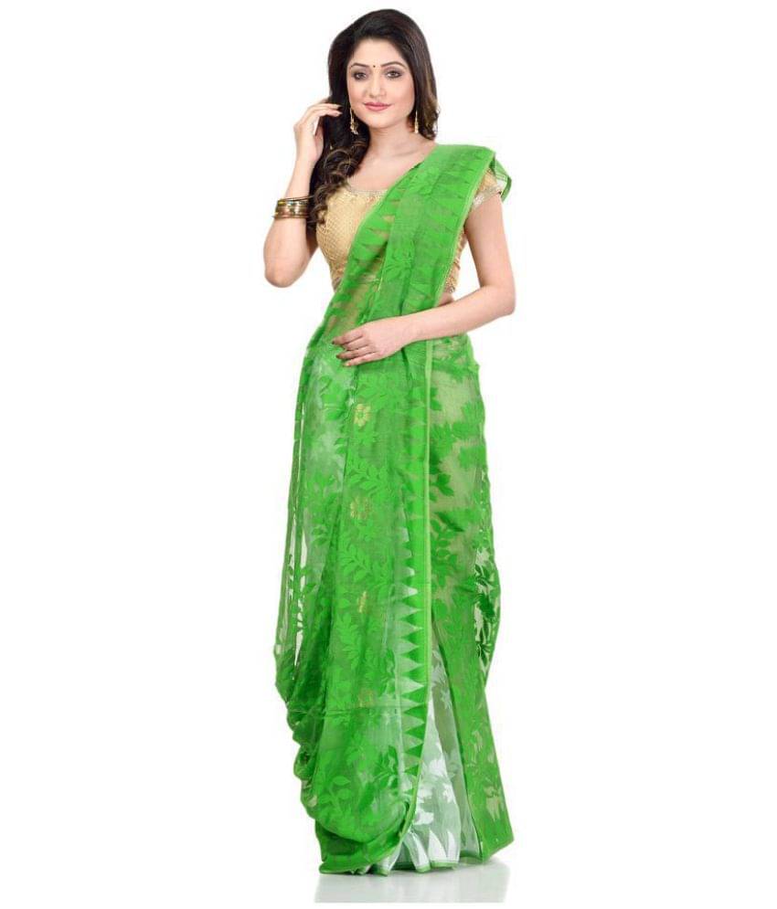 Desh Bidesh Net Embroidered Saree Without Blouse Piece ( Green ) Desh Bidesh Net Embroidered Saree Without Blouse Piece ( Green )