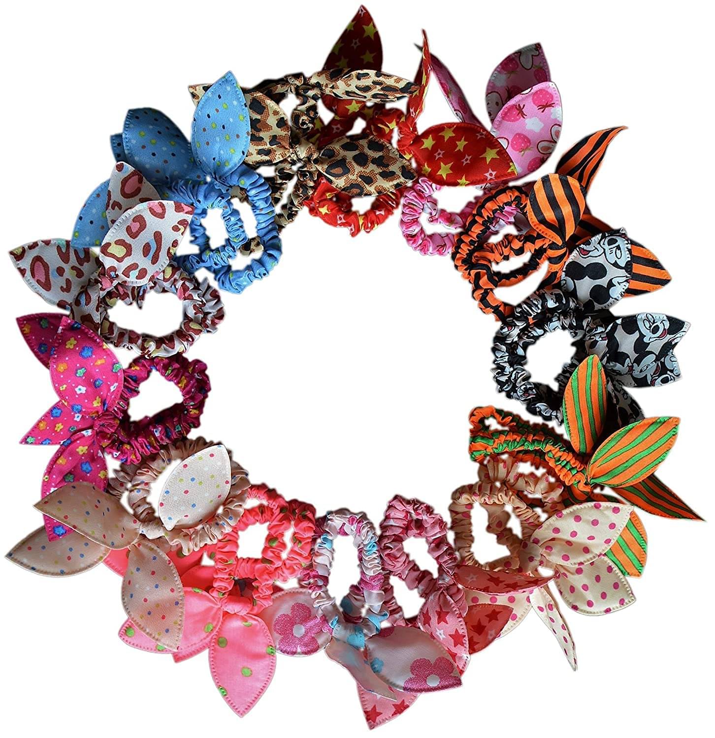     			FOK 24 Elastic Hair Tie Bands Ropes Ponytail Holder, Random Pattern/Color