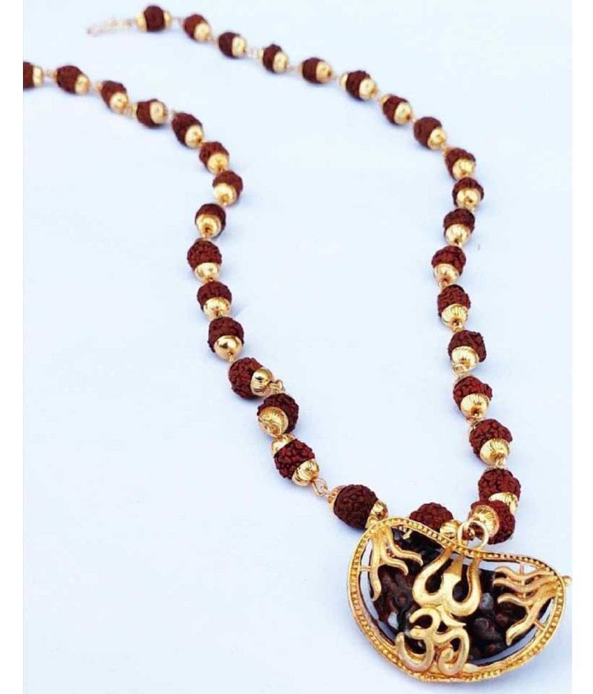 PAYSTORE Gold Plated 1 Face Rudraksha Om Trishul Emerged With 5 Face Covering Mala with Pendant for Men/Women PAYSTORE Gold Plated 1 Face Rudraksha Om Trishul Emerged With 5 Face Covering Mala with Pendant for Men/Women