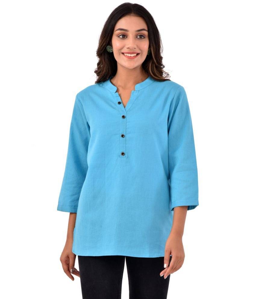 QuaClo Women's Cotton Regular Top ( Blue ) QuaClo Women's Cotton Regular Top ( Blue )