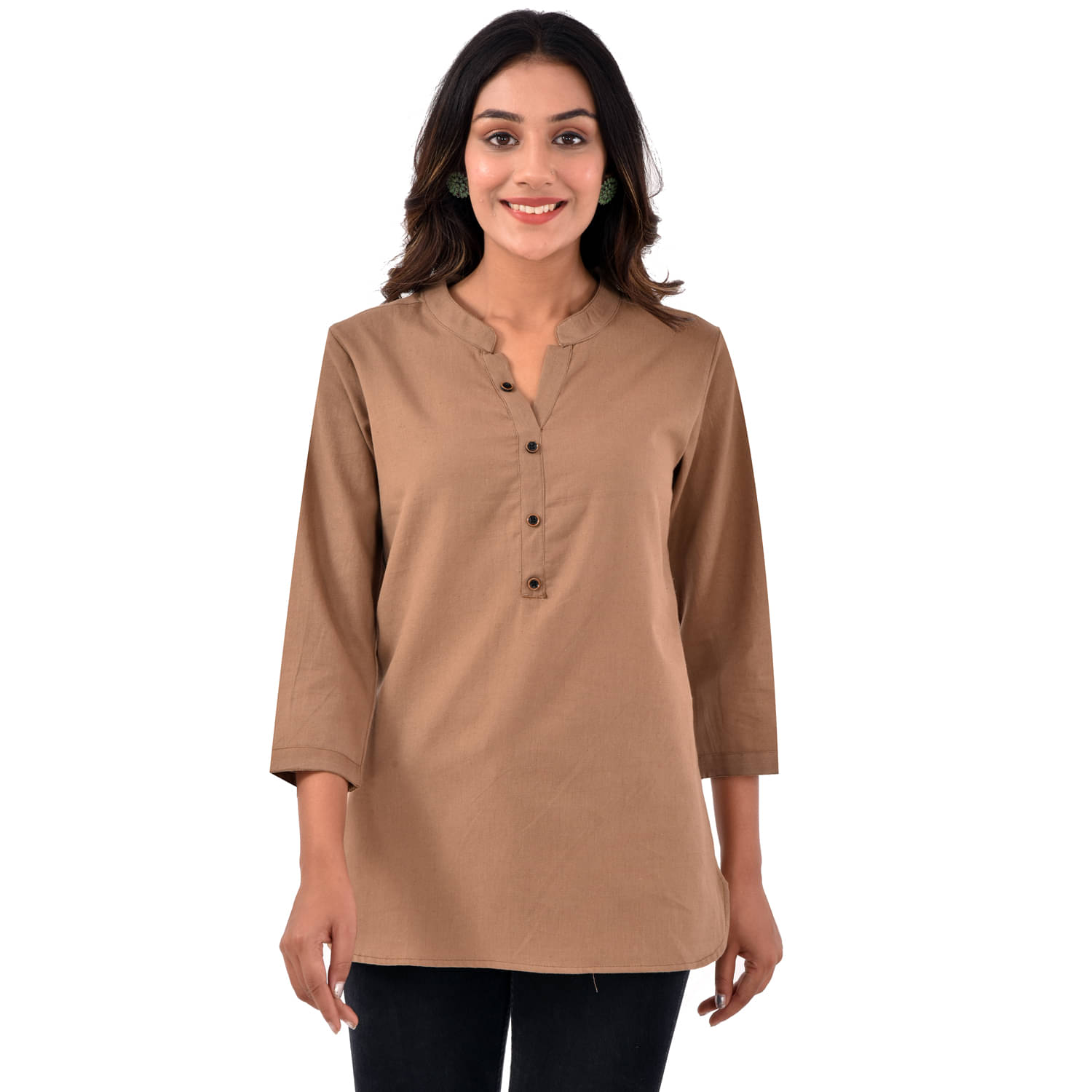     			QuaClo Women's Cotton Regular Top ( Brown )