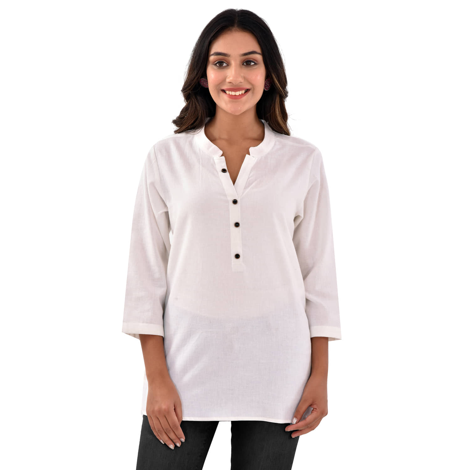 QuaClo Women's Cotton Regular Top ( White )