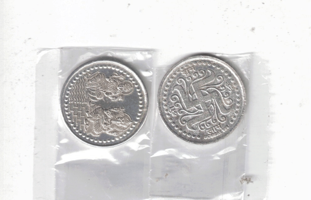     			2 PCS TRIMURTI GANESH LAXMI SARSWATI 5 GRAMS Pure silver coin 999  FOR  Puja