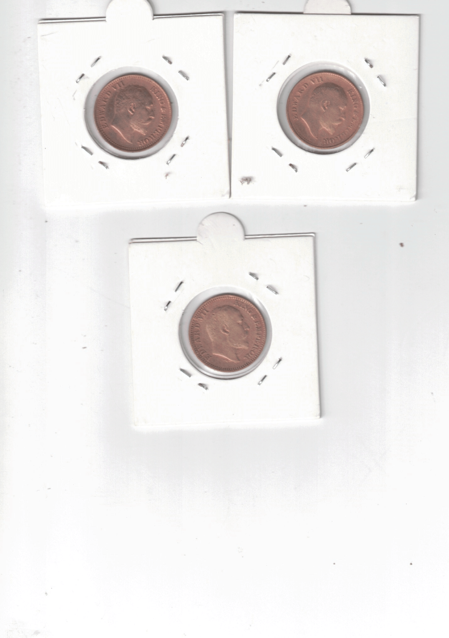     			3 PCS 1/2 PICE UNC XF CONDITION EDWAED VII 1907-1908 AND 1910 SEE PHOTO