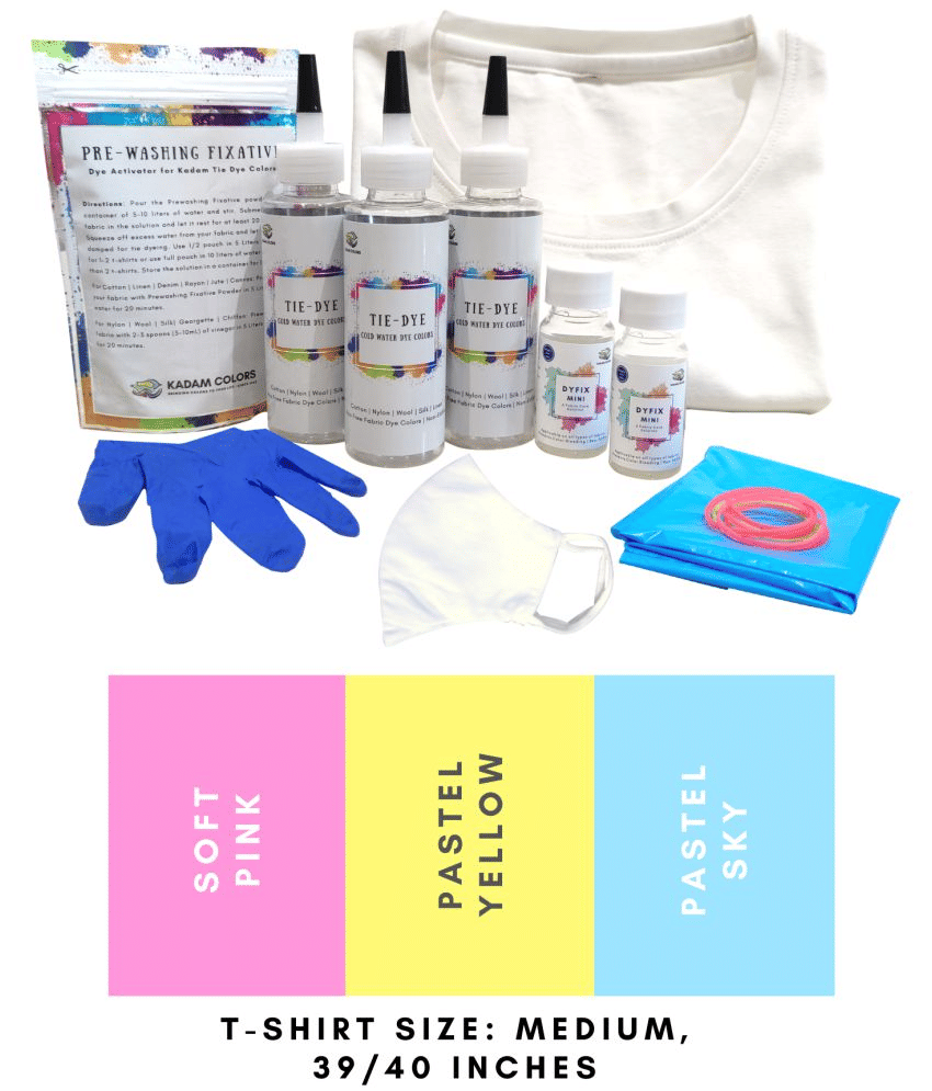     			Kadam Tie Dye Kit #11 Bubblegum with Medium Size White T-Shirt, 100% Cotton Unisex, 180 GSM T-Shirt, Dye Activator and Color Fixative Included, Cold Fabric Dyeing