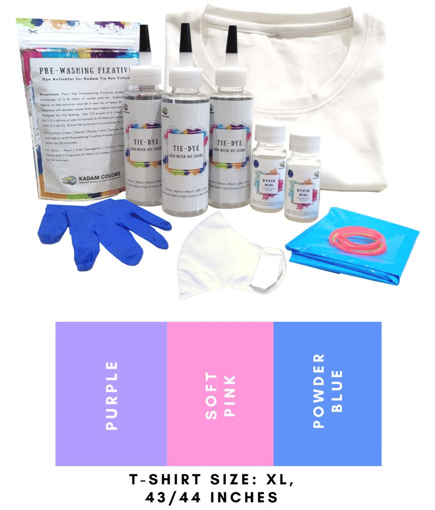     			Kadam Tie Dye Kit #12 Unicorn with X-Large Size White T-Shirt, 100% Cotton Unisex, 180 GSM T-Shirt, Dye Activator and Color Fixative Included, Cold Fabric Dyeing