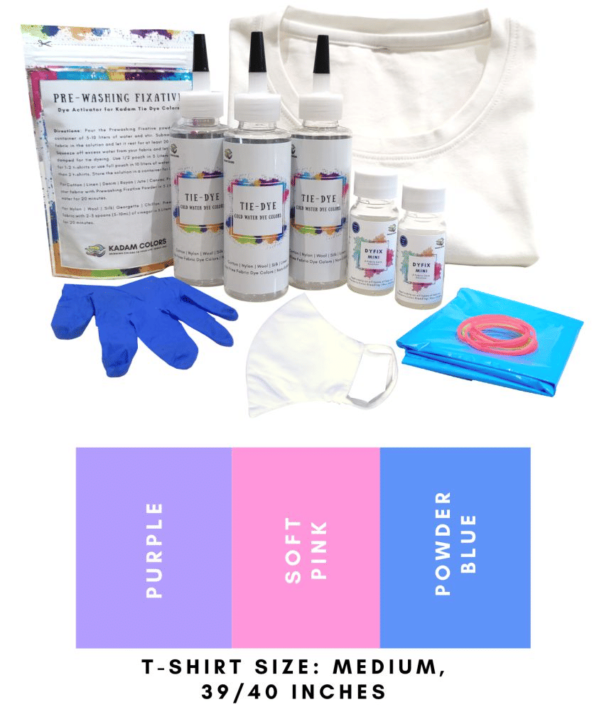     			Kadam Tie Dye Kit #12 Unicorn with Medium Size White T-Shirt, 100% Cotton Unisex, 180 GSM T-Shirt, Dye Activator and Color Fixative Included, Cold Fabric Dyeing