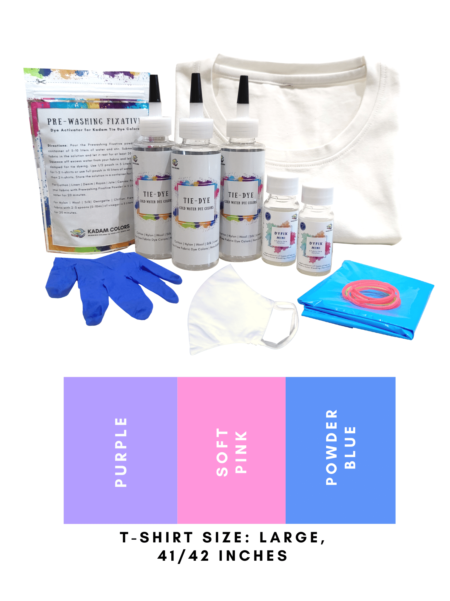     			Kadam Tie Dye Kit #12 Unicorn with Large Size White T-Shirt, 100% Cotton Unisex, 180 GSM T-Shirt, Dye Activator and Color Fixative Included, Cold Fabric Dyeing