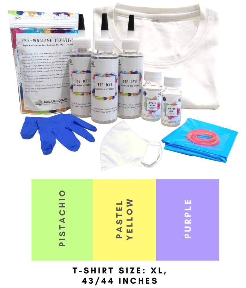     			Kadam Tie Kit #14 Tart with X-Large Size White T-Shirt, 100% Cotton Unisex, 180 GSM T-Shirt, Dye Activator and Color Fixative Included, Cold Fabric Dyeing Dye