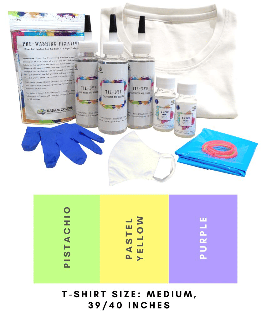     			Kadam Tie Kit #14 Tart with Medium Size White T-Shirt, 100% Cotton Unisex, 180 GSM T-Shirt, Dye Activator and Color Fixative Included, Cold Fabric Dyeing Dye