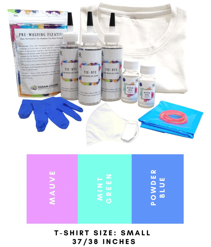     			Kadam Tie Kit #15 Candy with Small Size White T-Shirt, 100% Cotton Unisex, 180 GSM T-Shirt, Dye Activator and Color Fixative Included, Cold Fabric Dyeing Dye