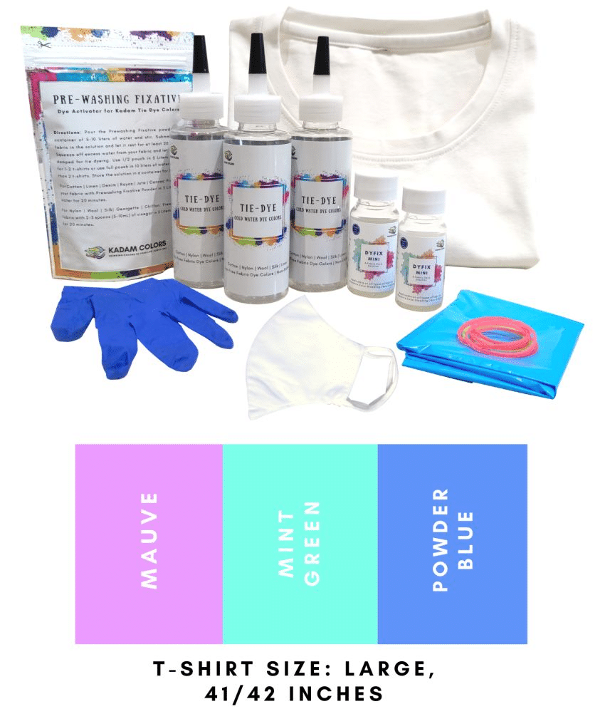     			Kadam Tie Kit #15 Candy with Large Size White T-Shirt, 100% Cotton Unisex, 180 GSM T-Shirt, Dye Activator and Color Fixative Included, Cold Fabric Dyeing Dye