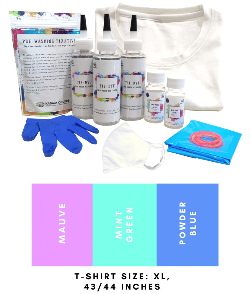     			Kadam Tie Kit #15 Candy with X-Large Size White T-Shirt, 100% Cotton Unisex, 180 GSM T-Shirt, Dye Activator and Color Fixative Included, Cold Fabric Dyeing Dye