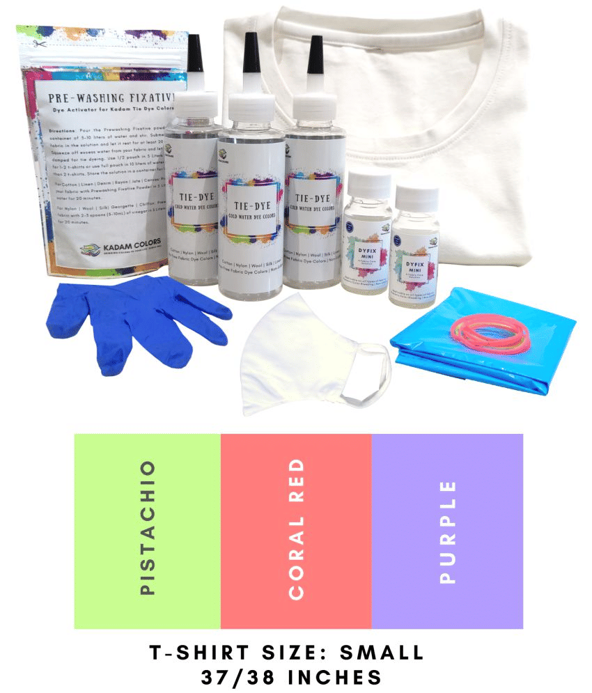     			Kadam Tie Kit #16 Blush with Small Size White T-Shirt, 100% Cotton Unisex, 180 GSM T-Shirt, Dye Activator and Color Fixative Included, Cold Fabric Dyeing Dye