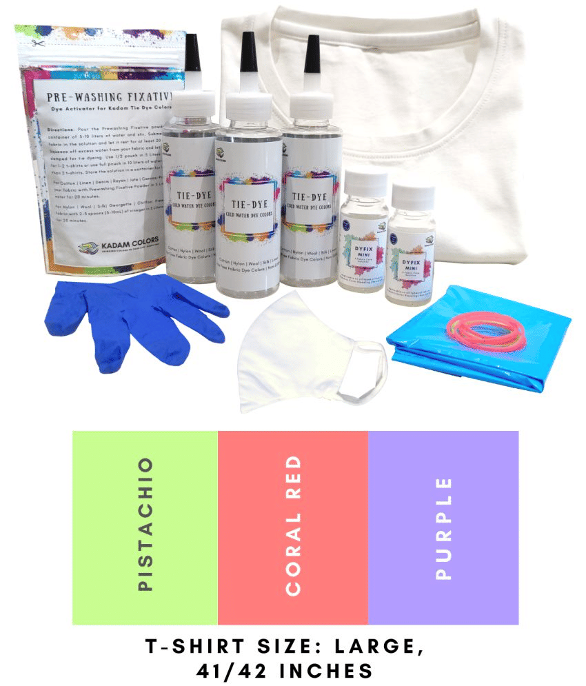     			Kadam Tie Kit #16 Blush with Large Size White T-Shirt, 100% Cotton Unisex, 180 GSM T-Shirt, Dye Activator and Color Fixative Included, Cold Fabric Dyeing Dye