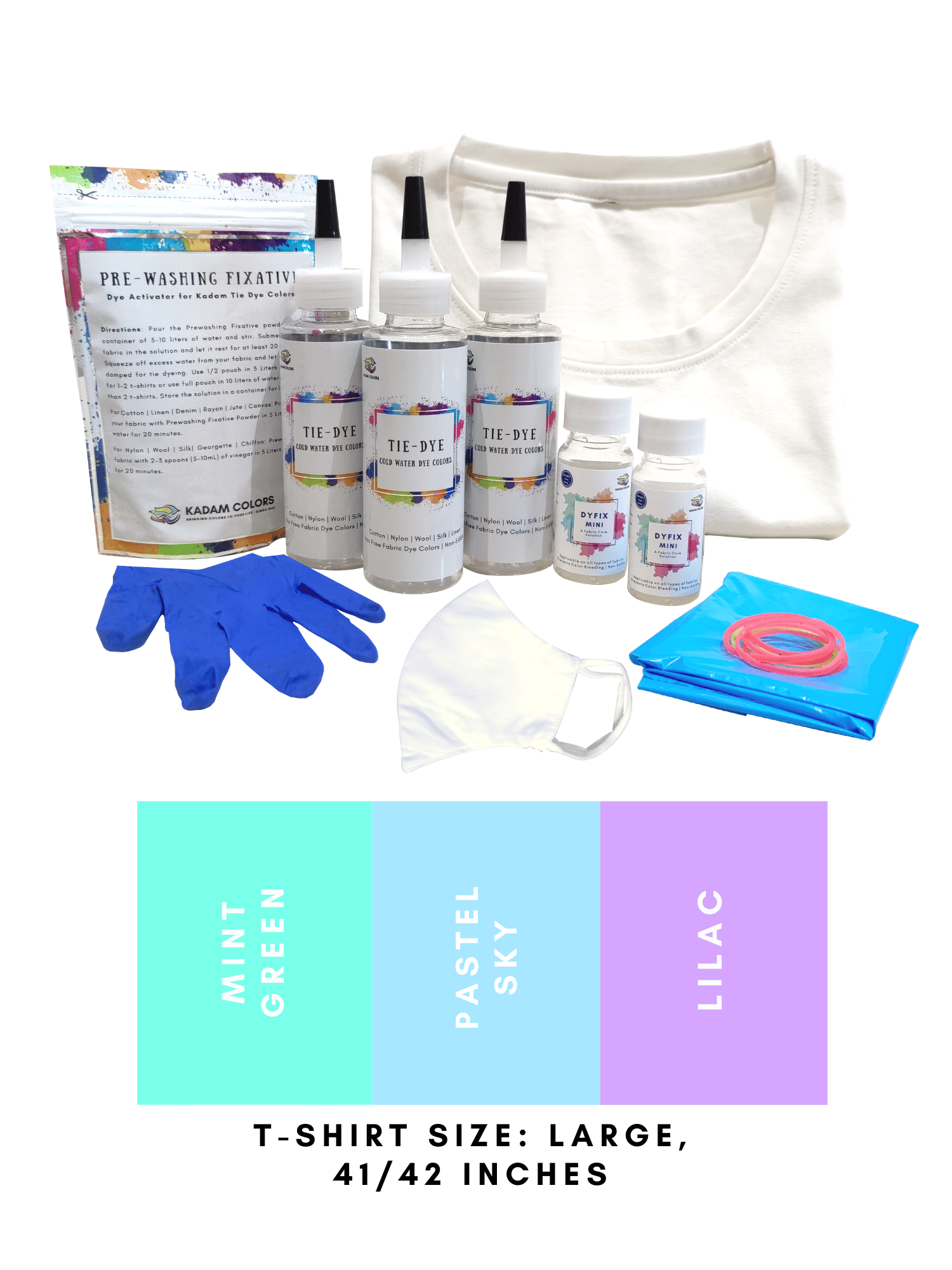     			Kadam Tie Kit #17 Taffy with Large Size White T-Shirt, 100% Cotton Unisex, 180 GSM T-Shirt, Dye Activator and Color Fixative Included, Cold Fabric Dyeing Dye