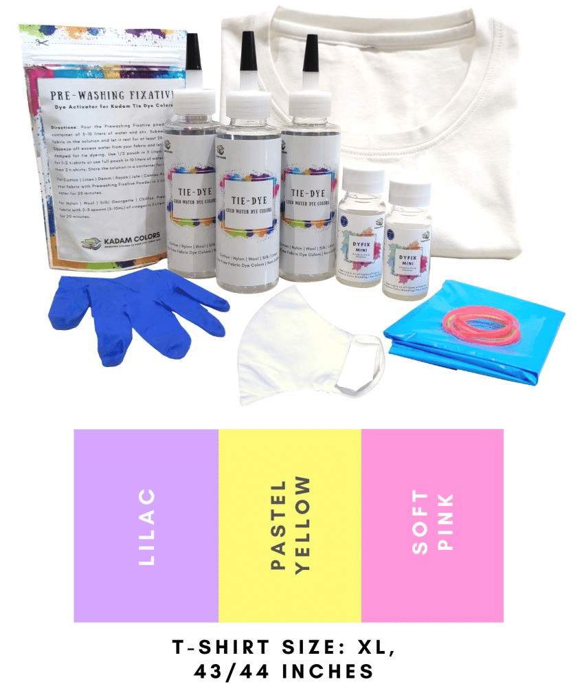     			Kadam Tie Kit #18 Tulip with X-Large Size White T-Shirt, 100% Cotton Unisex, 180 GSM T-Shirt, Dye Activator and Color Fixative Included, Cold Fabric Dyeing Dye