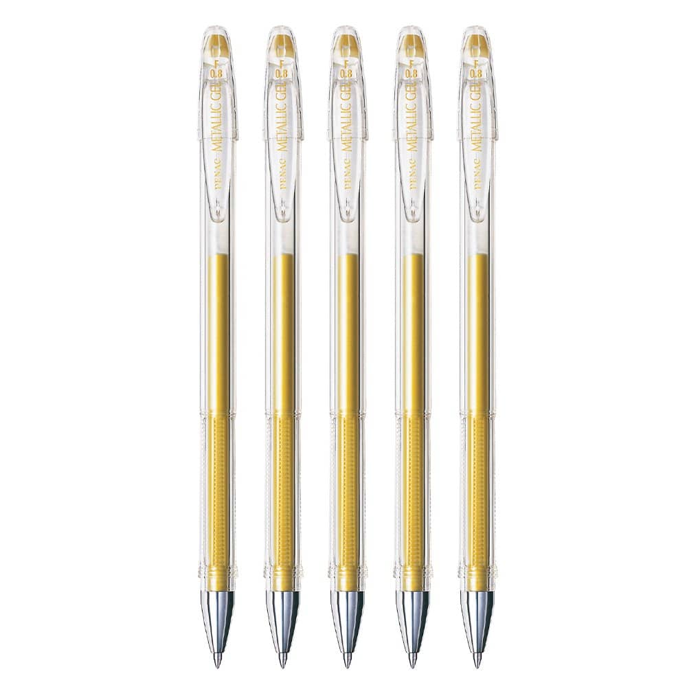 Penac FX-3 Gel Ink ball 0.8mm metallic gold Pen (Pack of 5)