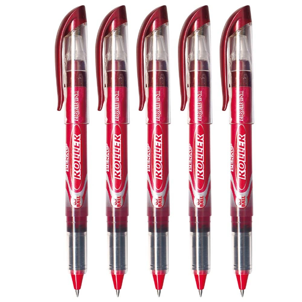 Penac Liquid ROLLER Pen 0.7mm Red (Pack of 5)