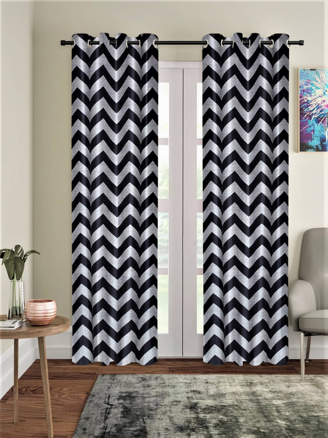 Home Sizzler - Multicolor Pack of 2 Polyester Door Curtain (4 ft X 5 ft)