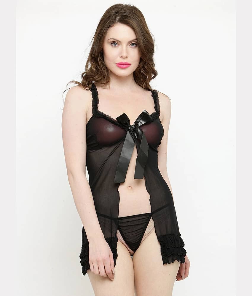 Celosia Net Baby Doll Dresses With Panty - Black Single - Nightwear & Loungewear | Buy online on ZillyBuy