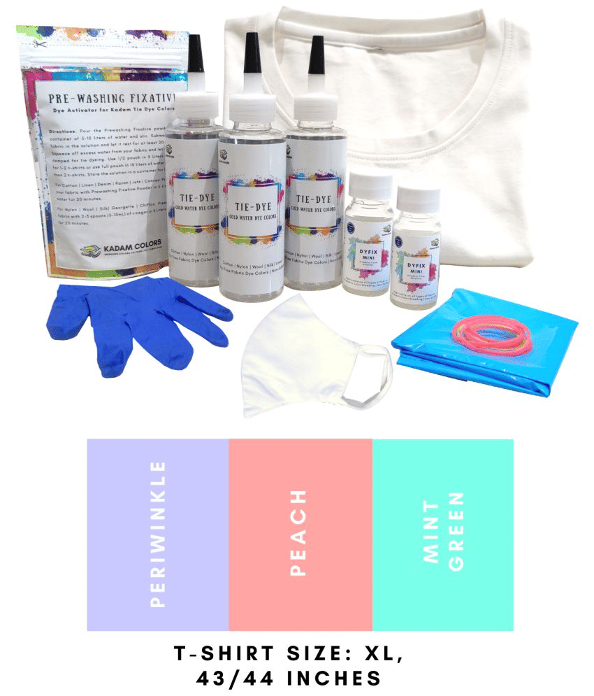     			Kadam Tie Kit #19 Mint with X-Large Size White T-Shirt, 100% Cotton Unisex, 180 GSM T-Shirt, Dye Activator and Color Fixative Included, Cold Fabric Dyeing Dye