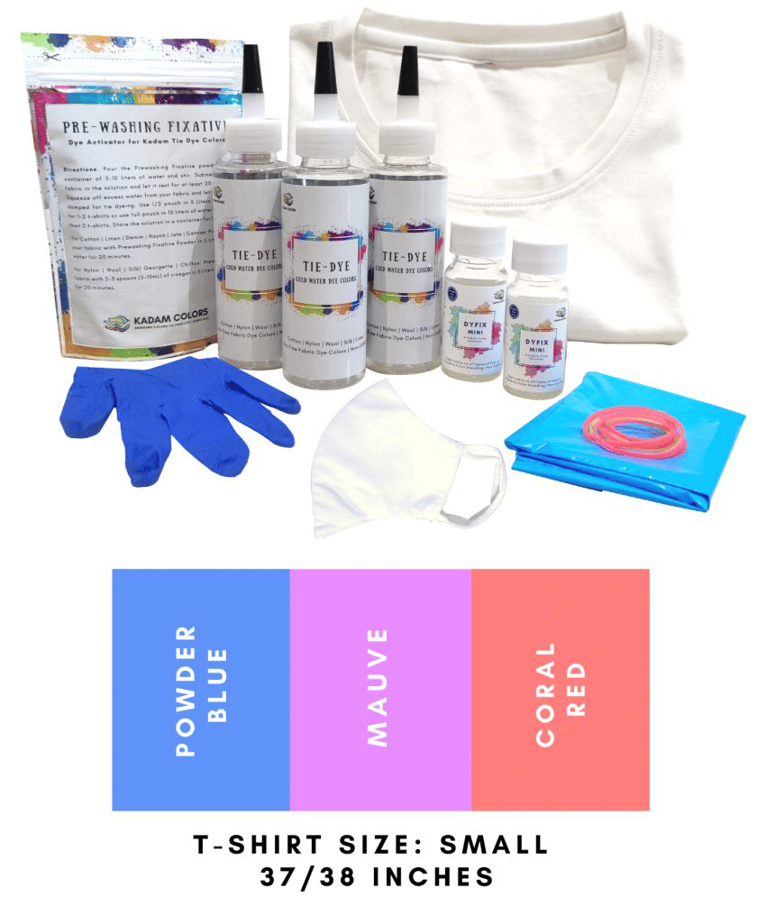     			Kadam Tie Kit #20 Macroon with Small Size White T-Shirt, 100% Cotton Unisex, 180 GSM T-Shirt, Dye Activator and Color Fixative Included, Cold Fabric Dyeing Dye