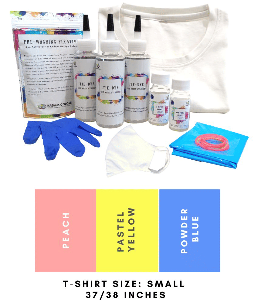     			Kadam Tie Kit #21 Blossom with Small Size White T-Shirt, 100% Cotton Unisex, 180 GSM T-Shirt, Dye Activator and Color Fixative Included, Cold Fabric Dyeing Dye