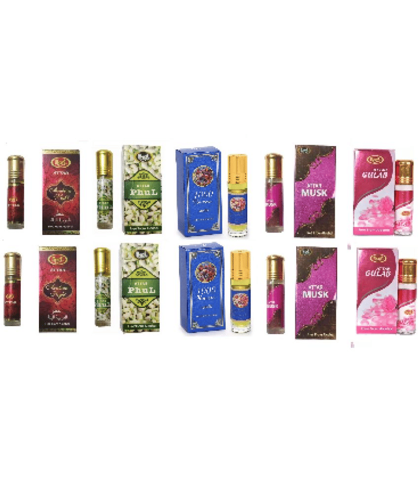     			MONET 2 ARABIAN NIGHT ,2 ATTAR PHUL, 2 ATTAR 1000 FLAWERS , 2 ATTAR MUSK, 2 ATTAR GULAB,  8 ML EACH ,PACK OF 10 .