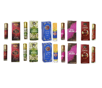     			MONET 2 ARABIAN NIGHT ATTAR , 2 ATTAR PHUL ,2 ATTAR MUSK, 2 SUNDAL ATTAR ,8 ML EACH,  PACK OF 8 .