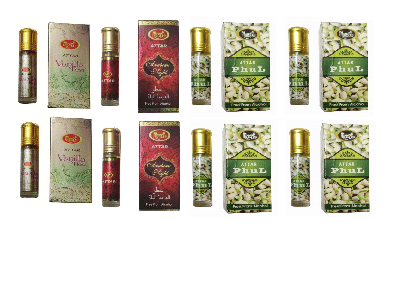     			MONET 2 VANILA ROSE 2 ARABIAN NIGHT ATTAR , 4  PHUL ATTAR 8 ML EACH ,PACK OF 8 ML .