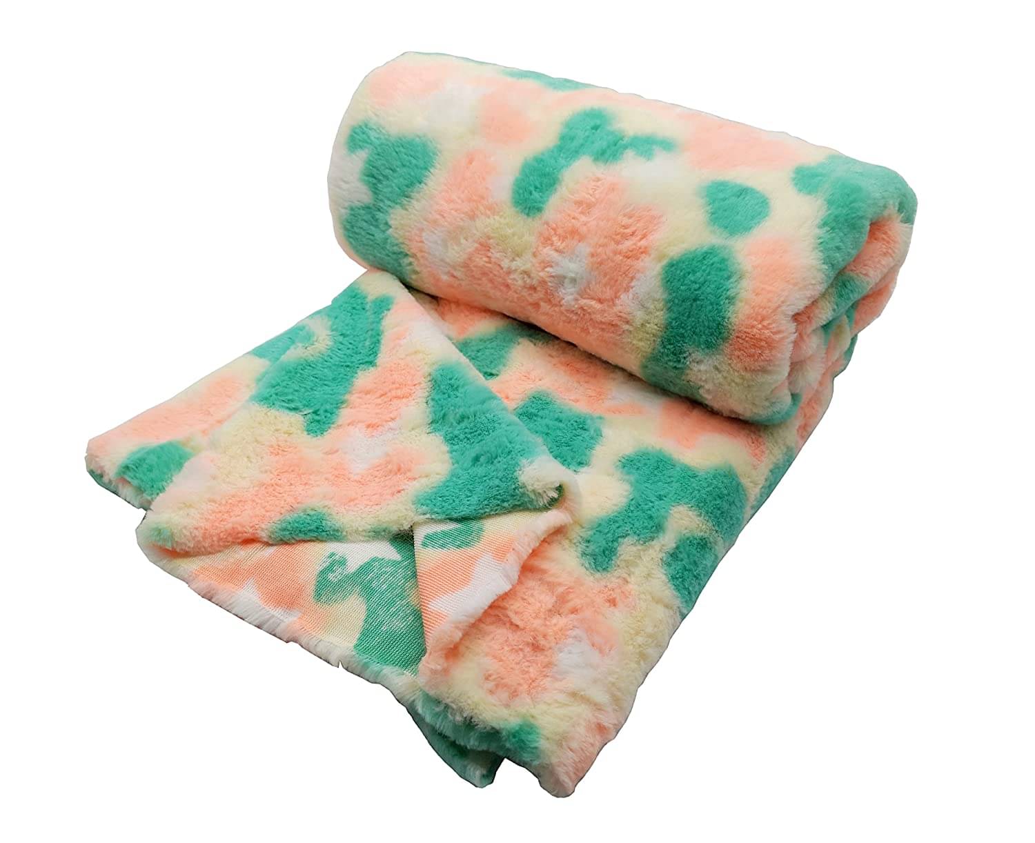     			PRANSUNITA Super Soft Rabbit Carpet Fur Cloth, Size 38" x 32", Hair Length 2 cm, Used for Dresses, Home Furnishing, Soft Toys Making, and Jackets Etc, Color - Orange & Green Shaded