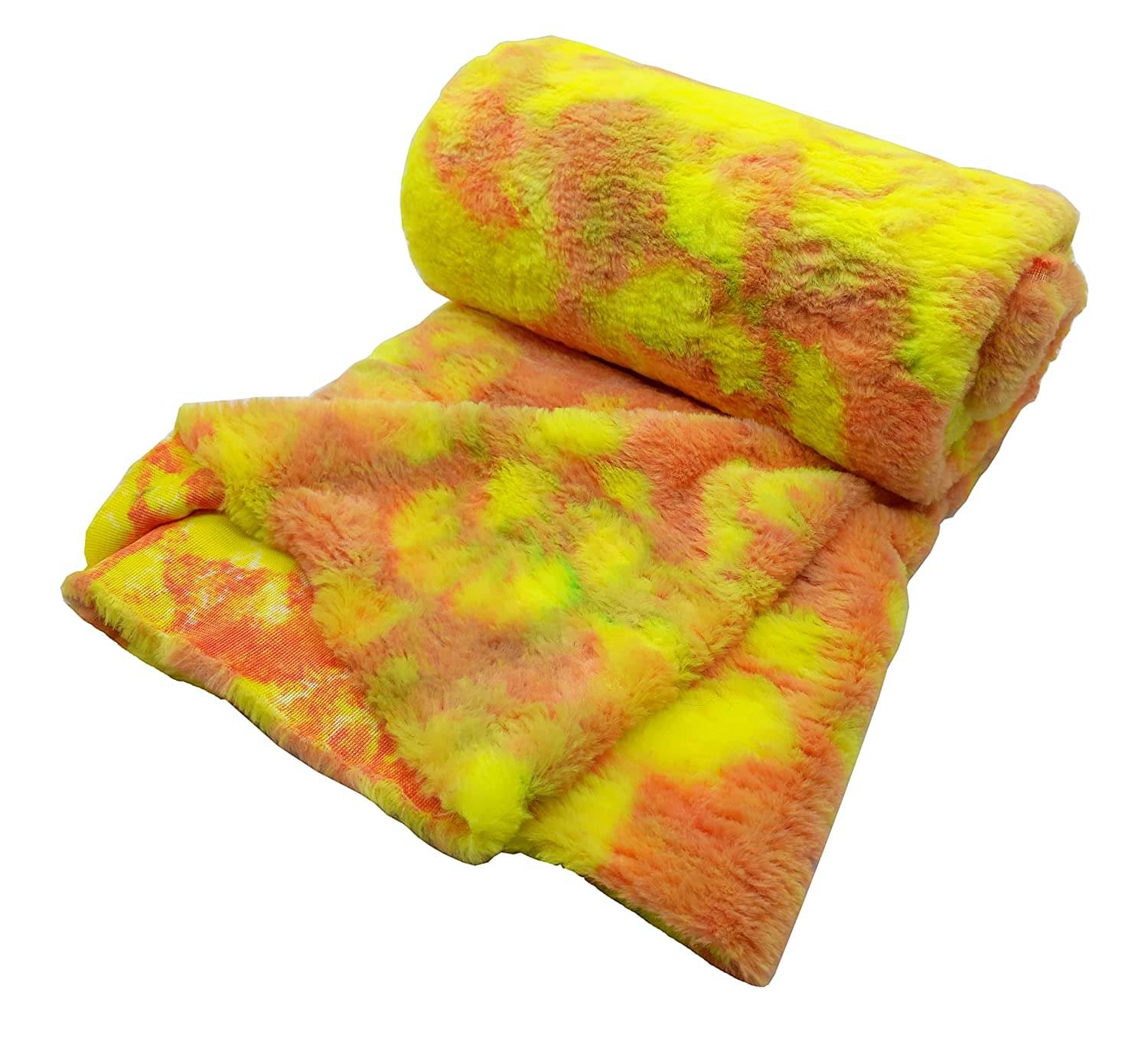     			PRANSUNITA Super Soft Rabbit Carpet Fur Cloth, Size 38" x 32", Hair Length 2 cm, Used for Dresses, Home Furnishing, Soft Toys Making, and Jackets Etc, Color - Yellow & Orange Shaded