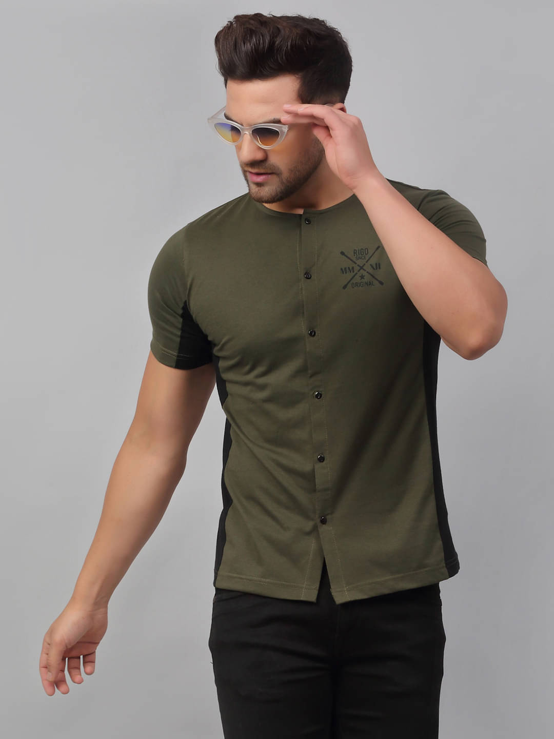 Rigo Pack of 1 Cotton Slim Fit Men's T-Shirt ( Olive Green )     			Rigo Pack of 1 Cotton Slim Fit Men's T-Shirt ( Olive Green )