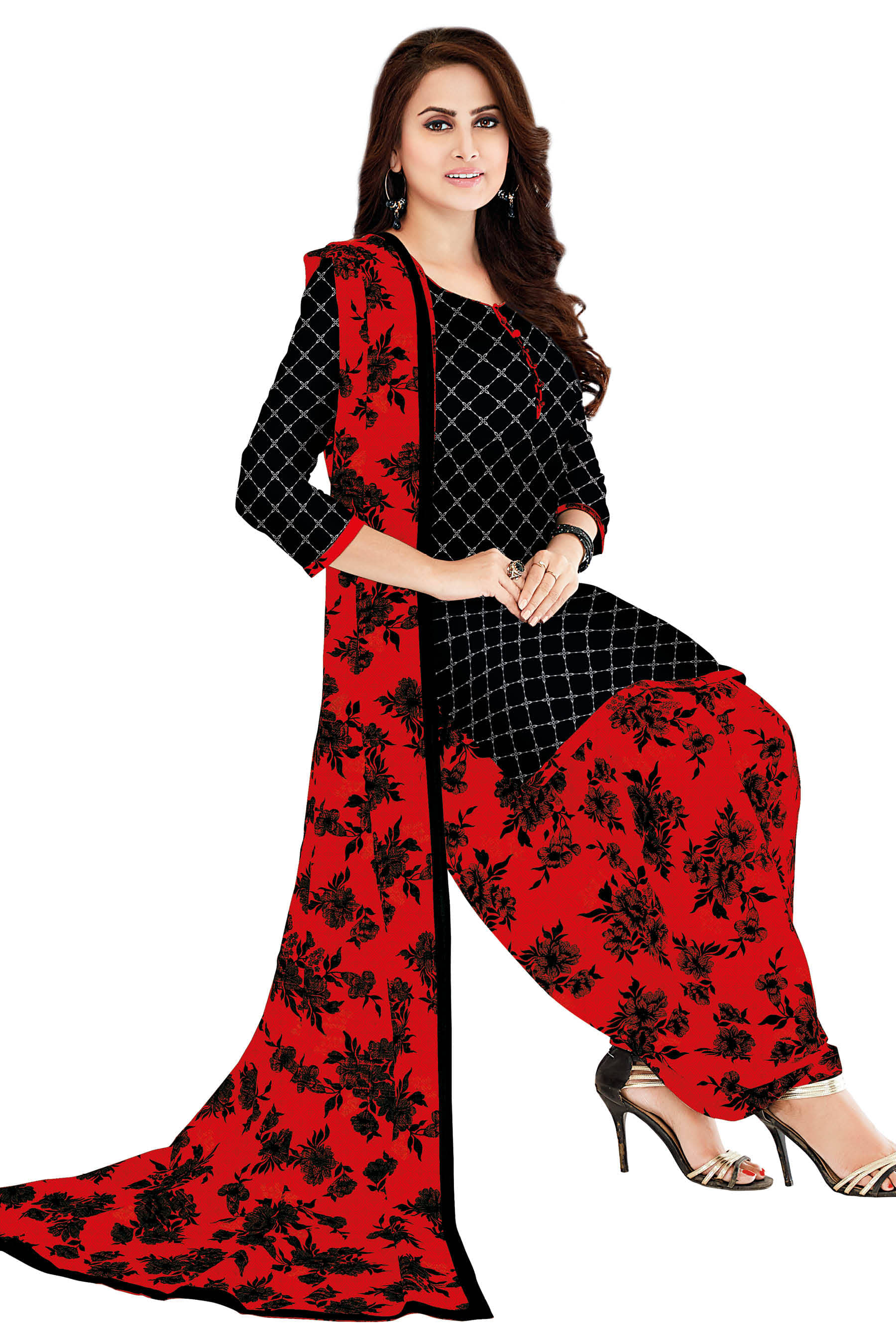 SIMMU Black Cotton Unstitched Dress Material - Single - Unstitched Fabrics | Buy online on ZillyBuy