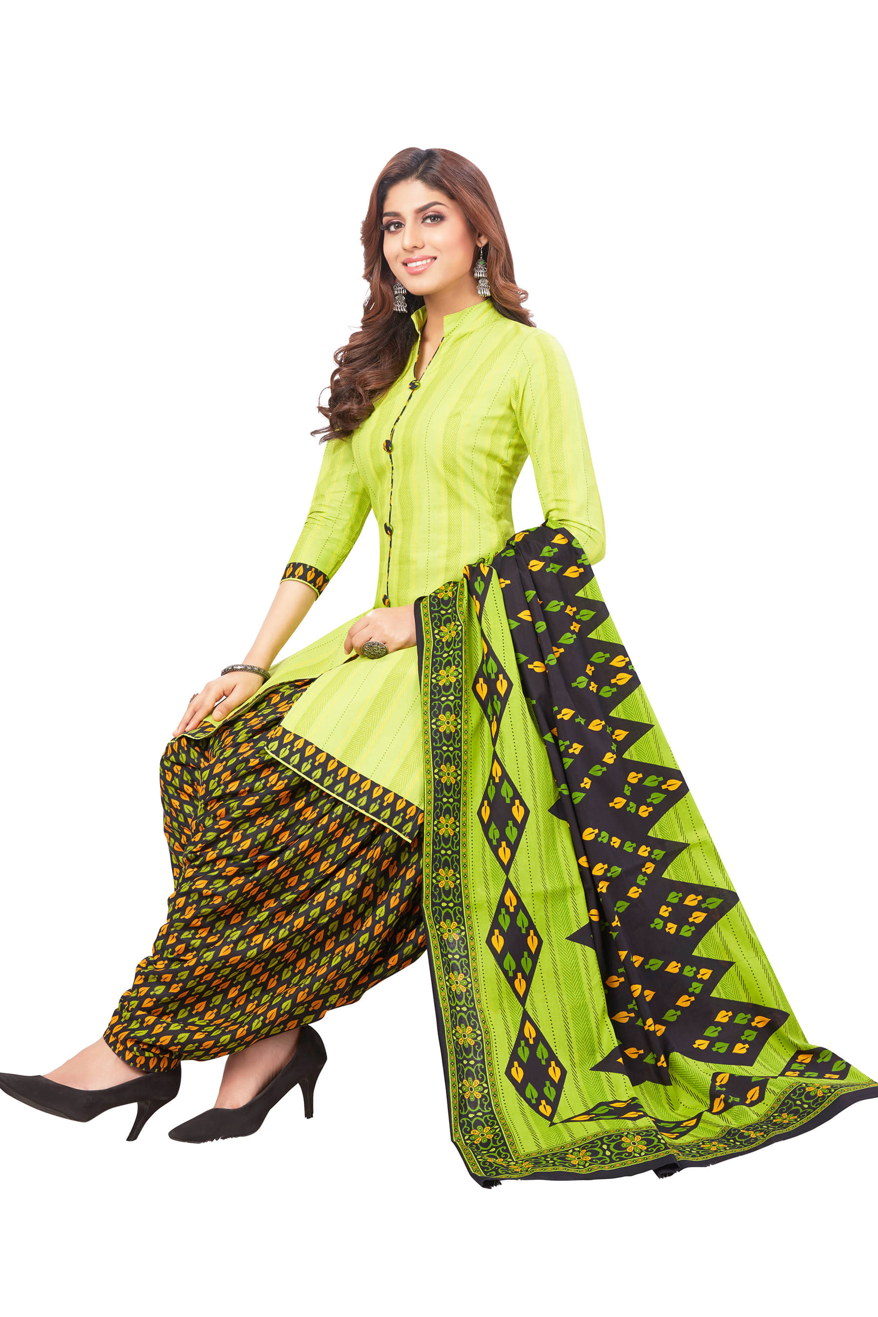 SIMMU Green Cotton Unstitched Dress Material - Single     			SIMMU Green Cotton Unstitched Dress Material - Single