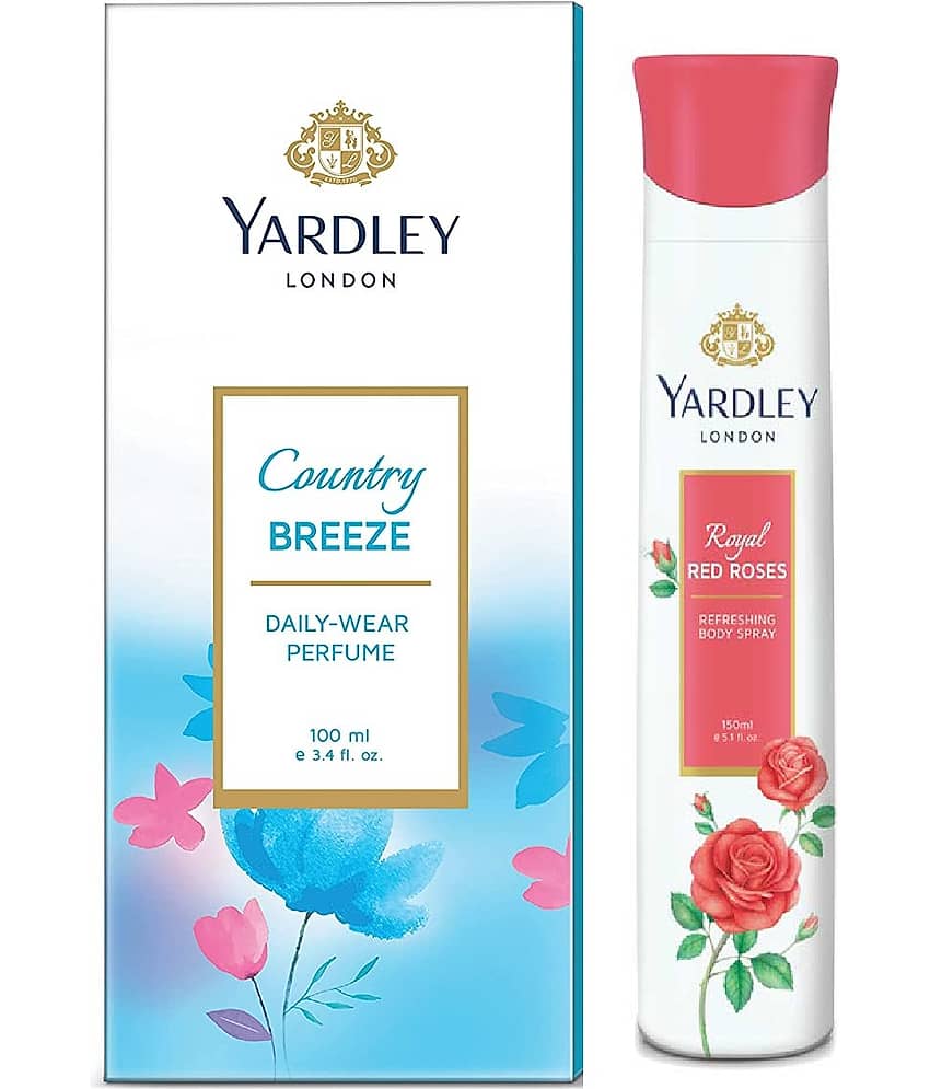 YARDLEY LONDON 1 COUNTRY BREEZE DAILY WEAR PERFUME 100 ML , 1 ROYAL RED ROSES 150 ML ,PACK OF 2.