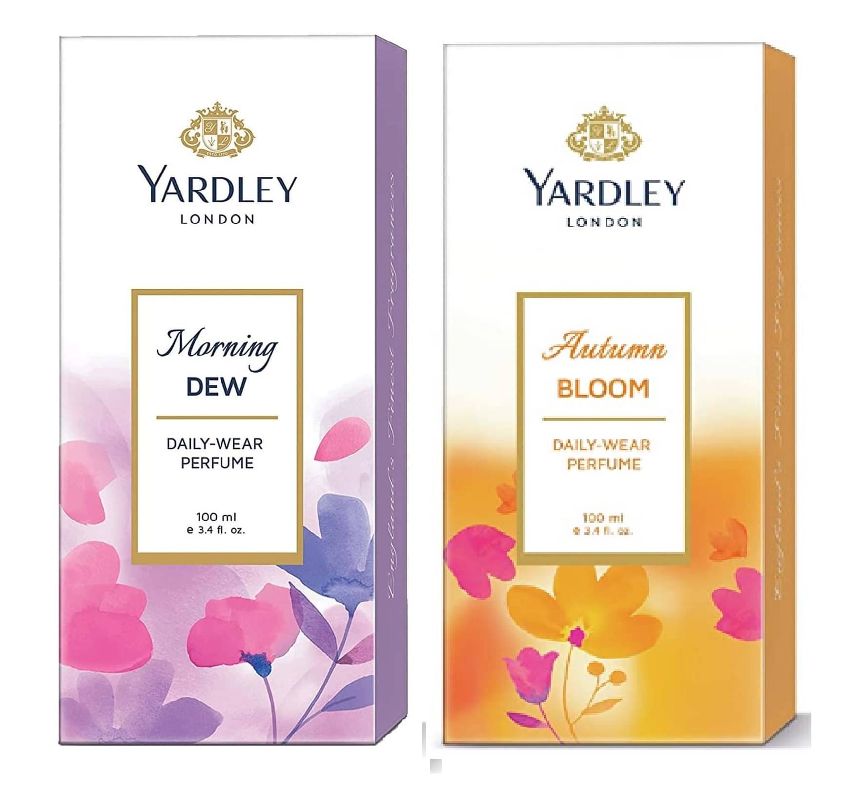     			YARDLEY LONDON 1 MORNING DEW DAILY WEAR PERFUME 100 ML, 1 AUTUMN BLOOM PERFUME 100 ML ,PACK OF 2 .