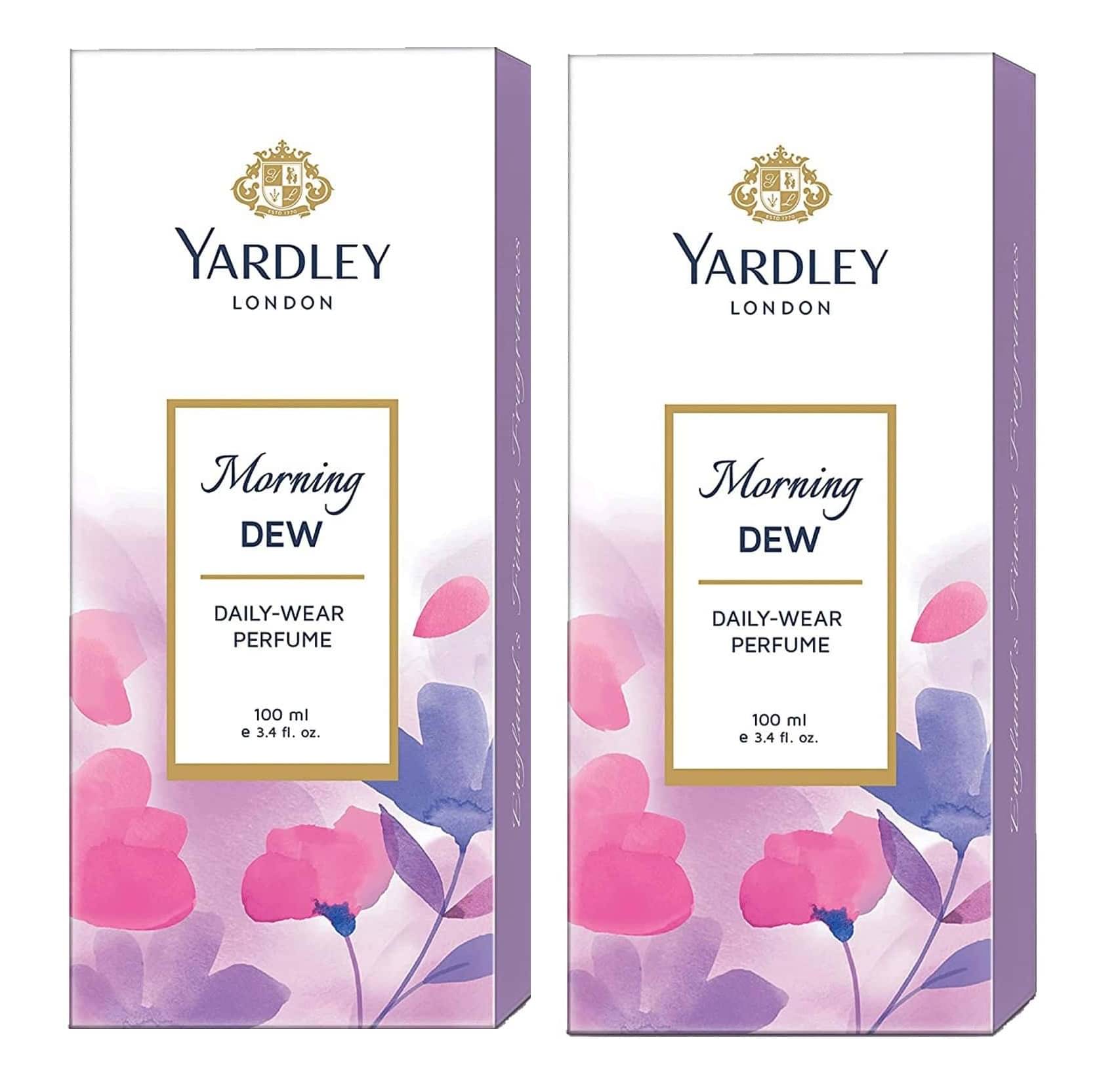 YARDLEY LONDON 2 MORNING DEW DAILY WEAR PERFUME , 100 ML EACH PACK OF 2 . YARDLEY LONDON 2 MORNING DEW DAILY WEAR PERFUME , 100 ML EACH PACK OF 2 .